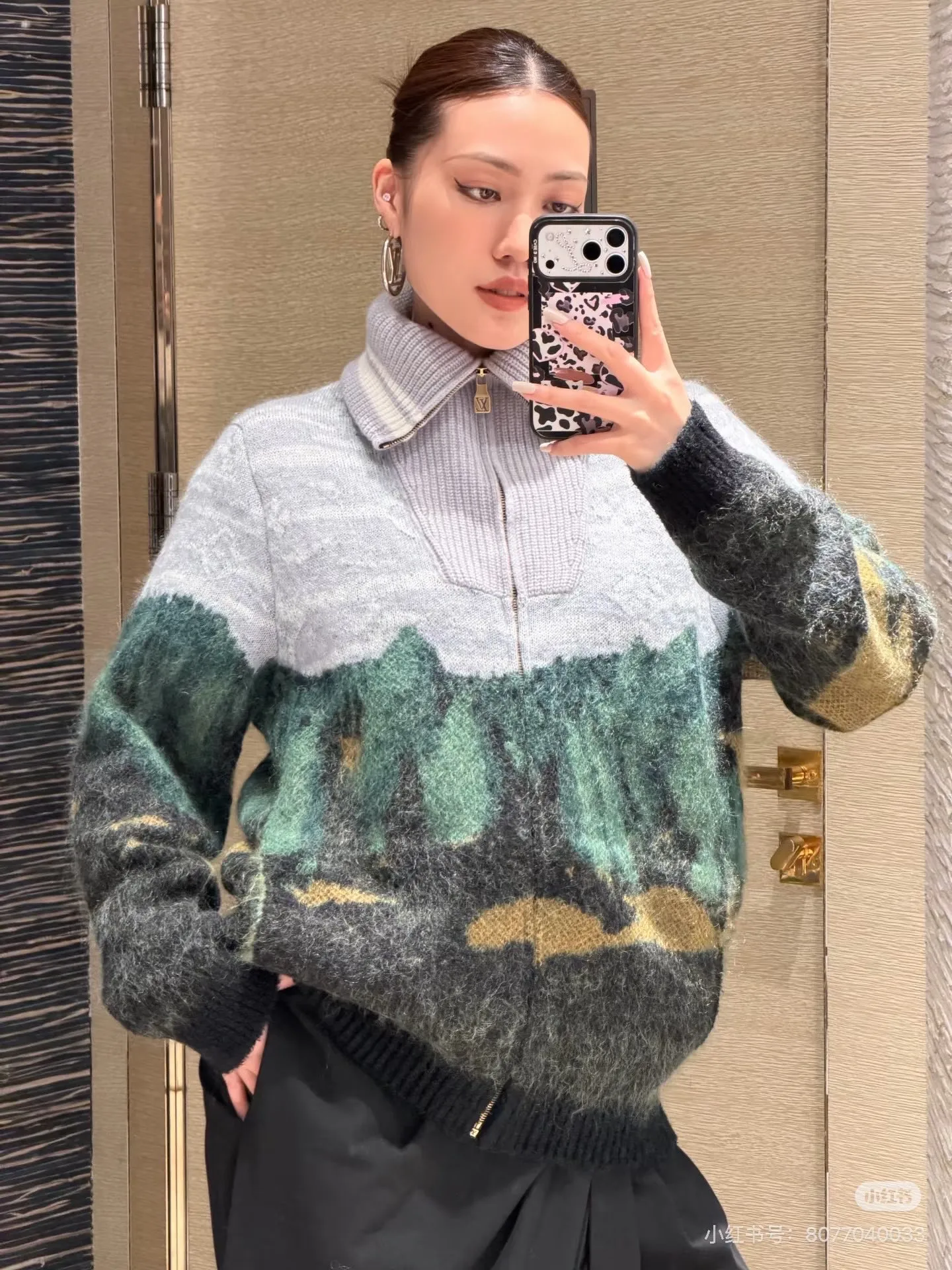 Louis Vuitton/Louis Vuitton forest landscape jacquard sweater